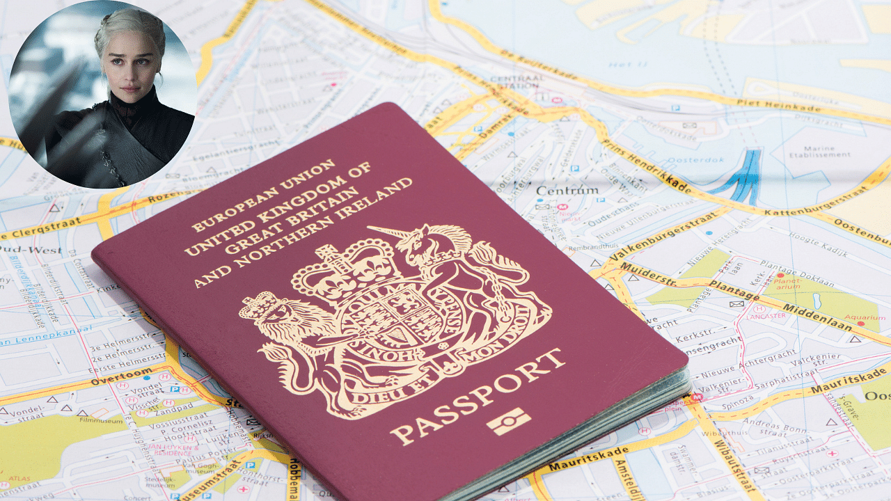 <div class="paragraphs"><p>A British passport is seen here with an inset of Emilia Clarke's character from 'Game of Thrones' whose title of 'Khaleesi' was the name of the 6-year-old denied her passport.&nbsp;</p></div>